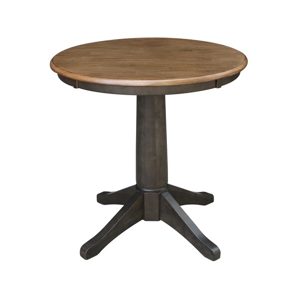 International Concepts Round 30 in Round Top Pedestal Table, 29.9 inH, Hickory/Washed Coal, 30 W, 30 L, 29.9 in H, Wood K45-30RT-27B - main